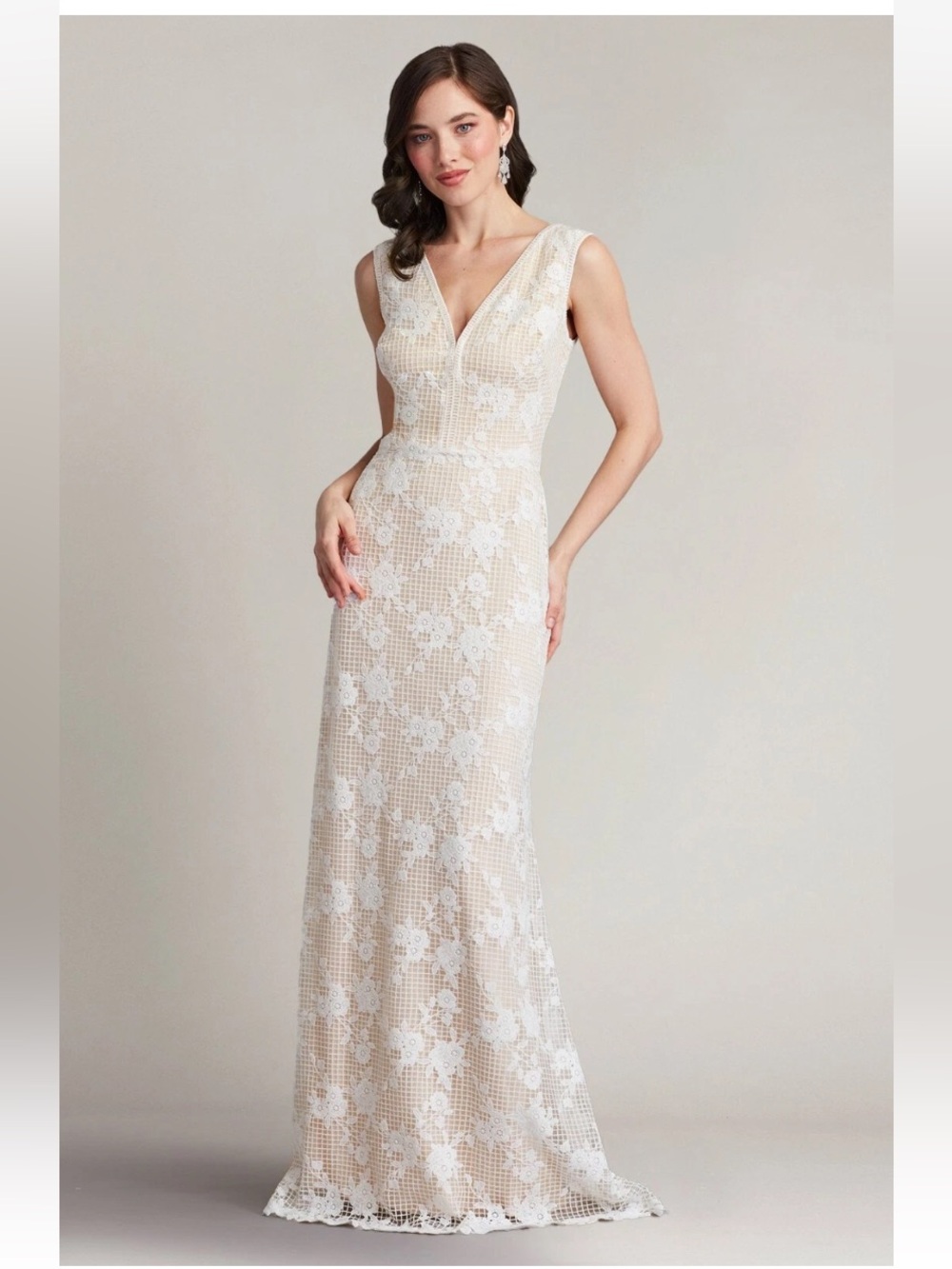 Tadashi Shoji Dress Sz 12 Windsor Ivory Floral Crochet Lace Bridal Wedding Gown